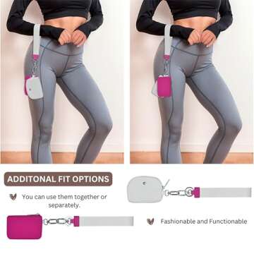 NGIL Dual Keychain Pouch Wristlet, Detachable Portable Wallet Mini Coin Purse for Women Dual Mini Wallet Coin Pocket Keychain (Dual Pouch, Hot Pink/White)