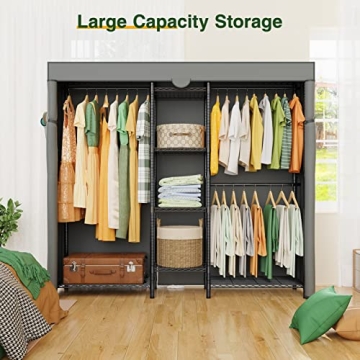 LEHOM G6C Heavy Duty Wire Garment Rack with Cover