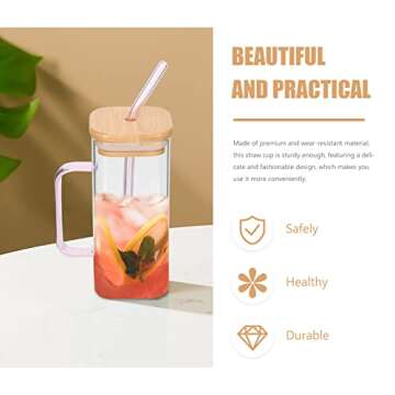 Luxshiny Square Drinking Glasses with Bamboo Lids