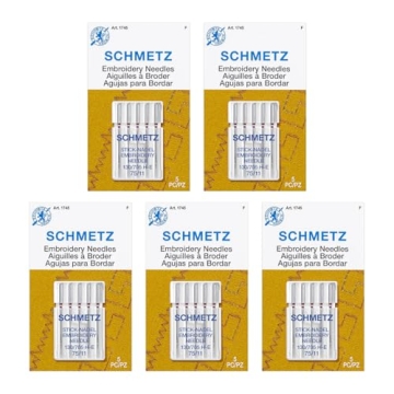 SCHMETZ Embroidery Sewing Machine Needles - Precision Needles, Size 75/11, 5-Needle Cards, Pack of 5