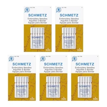 SCHMETZ Embroidery Sewing Machine Needles - Precision Needles, Size 75/11, 5-Needle Cards, Pack of 5