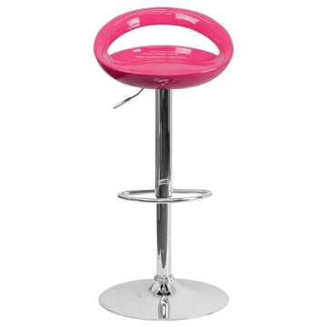 Flash Furniture Plastic Adjustable Height Barstools, Set of 1, Pink