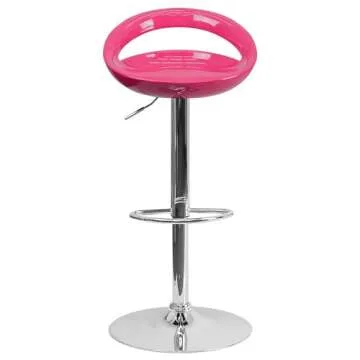 Flash Furniture Plastic Adjustable Height Barstools, Set of 1, Pink