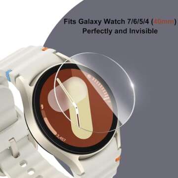 KIMILAR 4 Pack Galaxy Watch 7 / Galaxy Watch 6/5/4 Screen Protector 40mm, Waterproof Tempered Glass ...