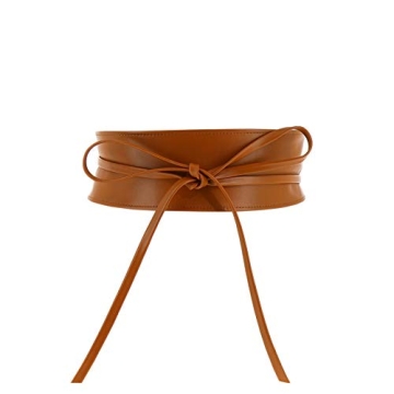 Fashiongen CASSIANE Women's Italian Leather Obi Belt - Camel Small-Medium