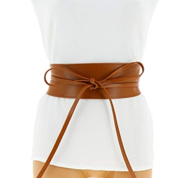 CASSIANE Women's Elegant Leather Obi Belt in Camel