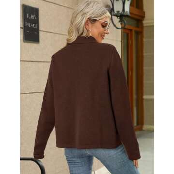 BZB Womens Cardigan Sweaters Open Front Long Sleeve Cropped Blazer Jackets Winter Dressy Casual Outw...