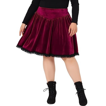 Agnes Orinda Plus Size Velvet Skirt - Elegant & Stretchy Midi