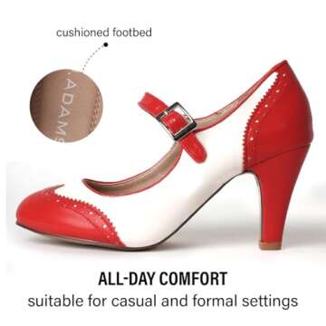 J. Adams Kym Mary Jane Shoes Women Oxford Pumps - Cute Low Kitten High Heels - Retro Vintage Shoes f...