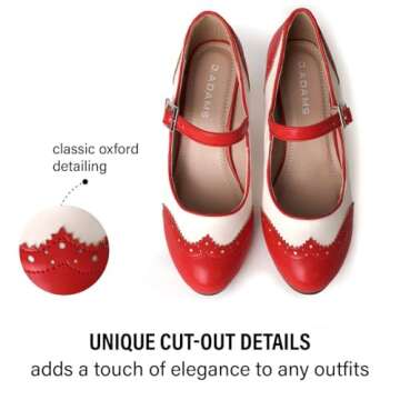 J. Adams Kym Mary Jane Shoes Women Oxford Pumps - Cute Low Kitten High Heels - Retro Vintage Shoes for Women 1950s Mary Janes Round Toe Shoe with Ankle Strap - Women Dress Shoes