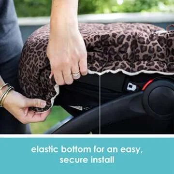 JJ Cole Winter Baby Car Seat Cover - Winter Car Seat Cover for Baby Seat or Stroller - Infant Car Seat Covers with Warm Sherpa Lining - Leopard