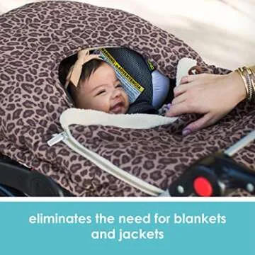 JJ Cole Winter Baby Car Seat Cover - Winter Car Seat Cover for Baby Seat or Stroller - Infant Car Seat Covers with Warm Sherpa Lining - Leopard