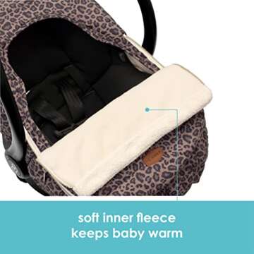 JJ Cole Winter Baby Car Seat Cover - Winter Car Seat Cover for Baby Seat or Stroller - Infant Car Seat Covers with Warm Sherpa Lining - Leopard