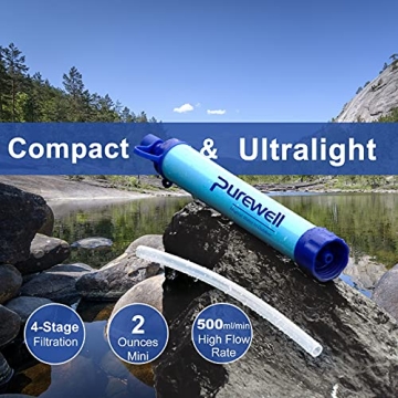Purewell Outdoor Water Filter Straw for Camping Hiking