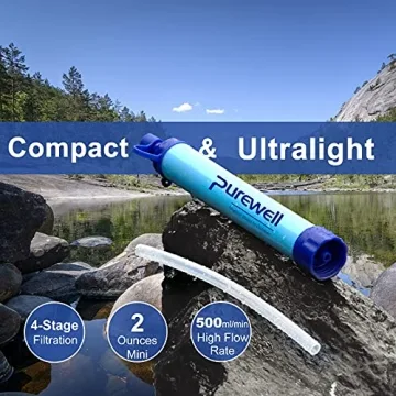 Purewell Outdoor Water Filter Straw for Camping Hiking