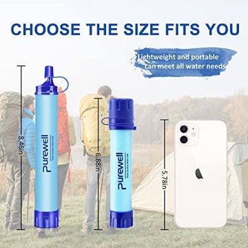 Purewell Outdoor Water Filter Straw for Camping Hiking