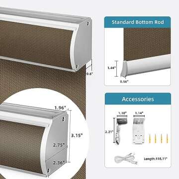 SmartWings Motorized Roller Shades 5% Openness Work with Homekit, Alexa SmartThings Google, Zigbee Motor Smart Blinds for Windows, Cordless Remote Window Shades, Rechargeable, Customized, Chocolate