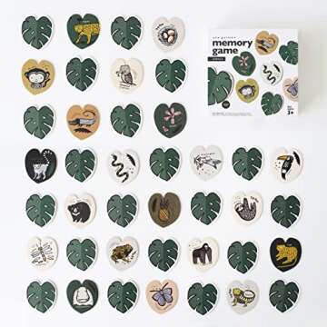 Wee Gallery Memory Game - Jungle Animals and Plants - Brain Building Matching Activity - Animal Reco...