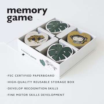 Wee Gallery Memory Game - Jungle Animals and Plants - Brain Building Matching Activity - Animal Recognition, Motor Skills, Creative Play, and Problem Solving for Children