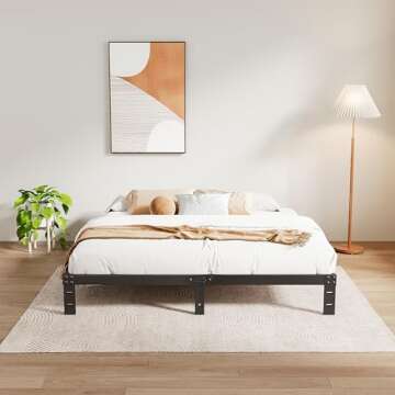 LUKIROYAL Heavy Duty Low Bed Frame, 7-Inch Metal King Size Bed Frame, No Box Spring Needed, Easy Assembly, Black