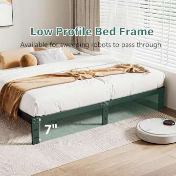LUKIROYAL Heavy Duty Low Bed Frame, 7-Inch Metal King Size Bed Frame, No Box Spring Needed, Easy Assembly, Black