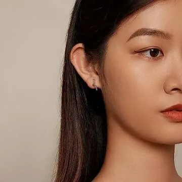 BISAER Star Earrings Cute Hoop 925 Sterling Silver