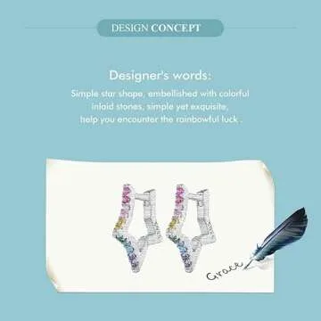 BISAER Star Earrings Cute Hoop 925 Sterling Silver