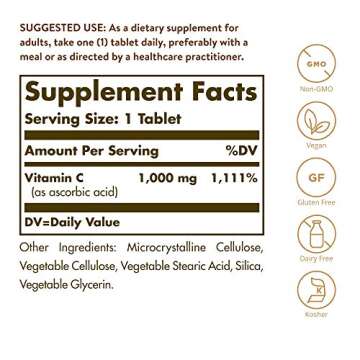 Solgar Vitamin C 1000 mg, 90 Tablets - Antioxidant & Immune Support, Overall Health, Healthy Skin & ...