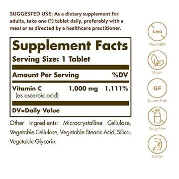 Solgar Vitamin C 1000 mg, 90 Tablets - Antioxidant & Immune Support, Overall Health, Healthy Skin & ...