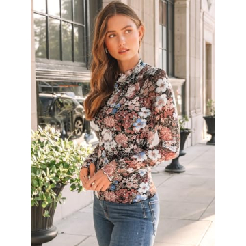 Stylish Dealmore Floral Mesh Mockneck Top for Women 2024
