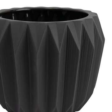 Bloomingville Modern Stoneware Fluted Planter, Matte Grey 8 Inch x 6 Inch
