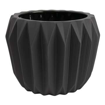 Bloomingville Modern Stoneware Fluted Planter, Matte Grey 8 Inch x 6 Inch