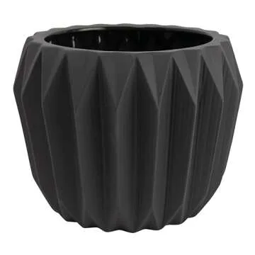 Bloomingville Modern Stoneware Fluted Planter, Matte Grey 8 Inch x 6 Inch