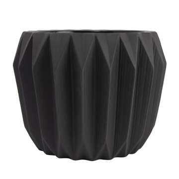 Bloomingville Modern Stoneware Fluted Planter, Matte Grey 8 Inch x 6 Inch