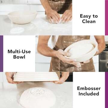 Talisman Designs Decorating Embosser | 9-Inch Warmer Basket | Dough Proofing, Box Bowls | Create, Perfect Crust & Shaped Bread Loaves