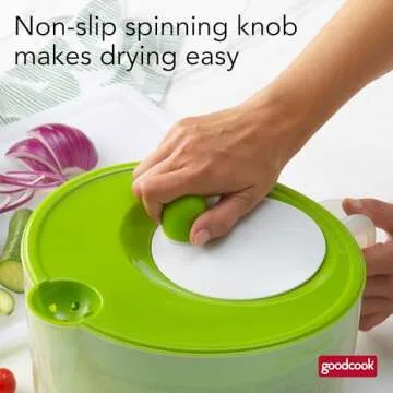GoodCook Deluxe Salad Spinner - 5 Qt. Capacity, Easy Turn Knob, Built-In Pour Spout, Multi-Use Basket, Durable and Dishwasher Safe, Large Salad Spinner, Kitchen Essentials