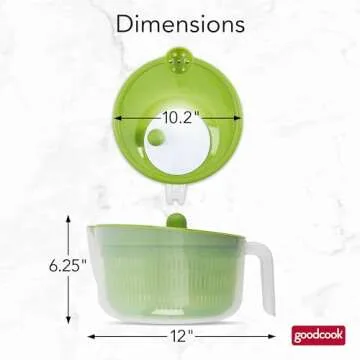 GoodCook Deluxe Salad Spinner - 5 Qt. Capacity, Easy Turn Knob, Built-In Pour Spout, Multi-Use Basket, Durable and Dishwasher Safe, Large Salad Spinner, Kitchen Essentials