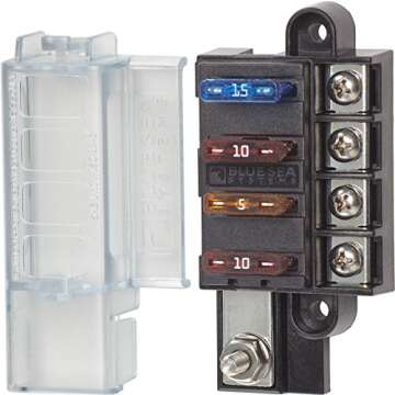 Blue Sea Systems 5045 ST Blade Fuse Block - Compact 4 Circuit Solution with Cover