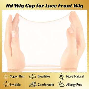 Royota HD Wig Caps for Women,Breathable Wig Cap for Lace Front Wig, 3 Packs 6 Pieces, Stocking Stret...