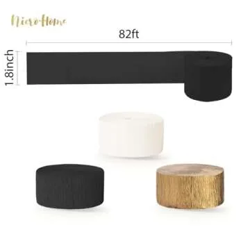 NICROHOME Elegant Black and Gold Party Streamers