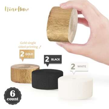 NICROHOME Elegant Black and Gold Party Streamers