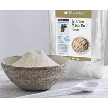 The Maca Team Premium Gelatinized Maca Powder, Potent, Premium Maca Powder, Fair Trade, GMO-Free, 1 Pound, 50 Servings