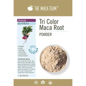 The Maca Team Premium Gelatinized Maca Powder, Potent, Premium Maca Powder, Fair Trade, GMO-Free, 1 Pound, 50 Servings