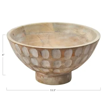 Creative Co-Op Mango Wood Decorative Serving Bowl