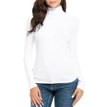 Women's Mock Turtleneck Long Sleeve Stretch Fitted Tee
