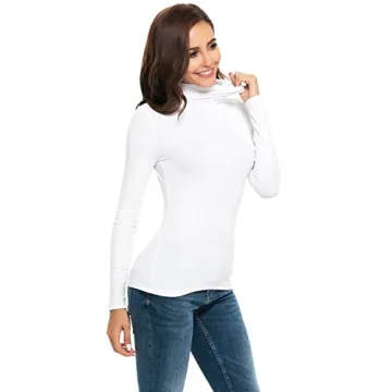 Women's Mock Turtleneck Long Sleeve Stretch Fitted Tee