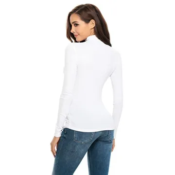 Women's Mock Turtleneck Long Sleeve Stretch Fitted Tee