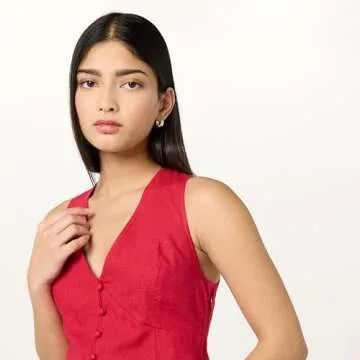 The Drop Women’s Blanca V-Neck Maxi Dress in Crimson - Stylish & Comfortable