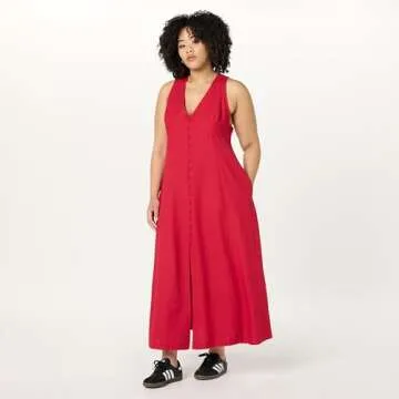 The Drop Women’s Blanca V-Neck Maxi Dress in Crimson - Stylish & Comfortable