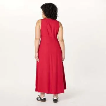 The Drop Women’s Blanca V-Neck Maxi Dress in Crimson - Stylish & Comfortable